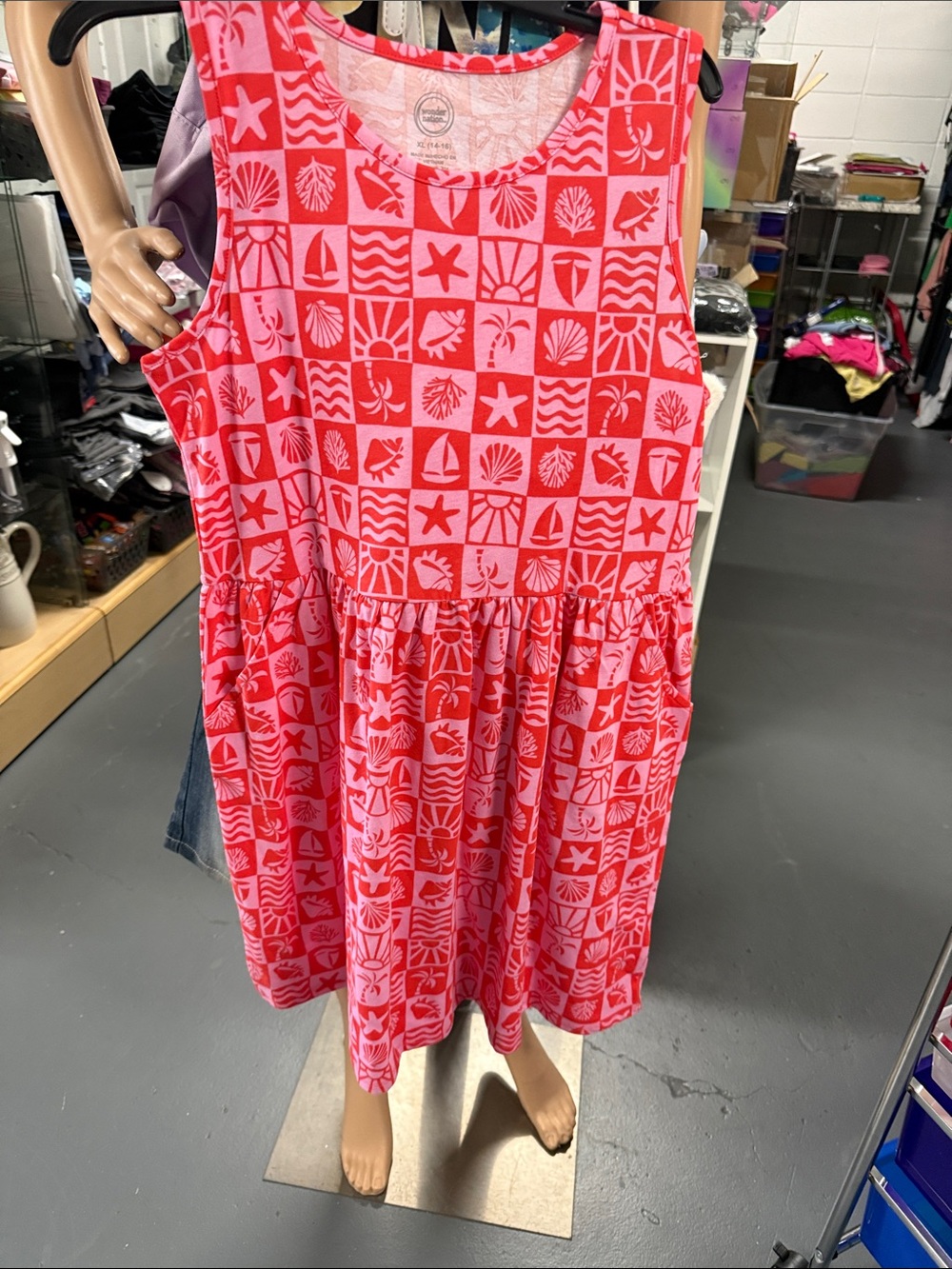 wonder nation Pink & Coral Printed beach girls dress